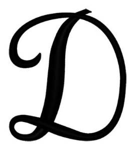 Picture of Script Letter D Machine Embroidery Design