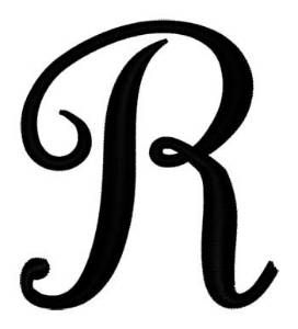Picture of Script Letter R Machine Embroidery Design