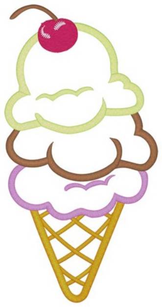 Picture of Ice Cream Cone Applique Machine Embroidery Design
