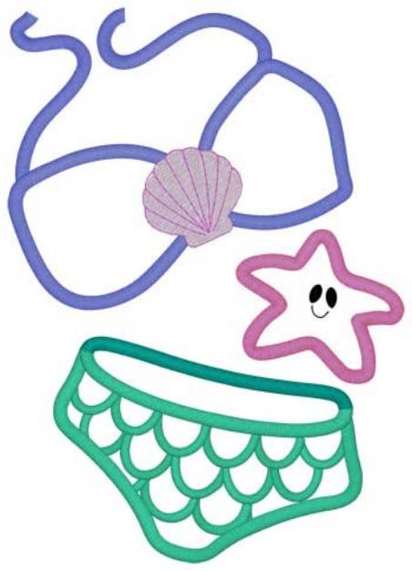 Picture of Mermaid Bikini Applique Machine Embroidery Design