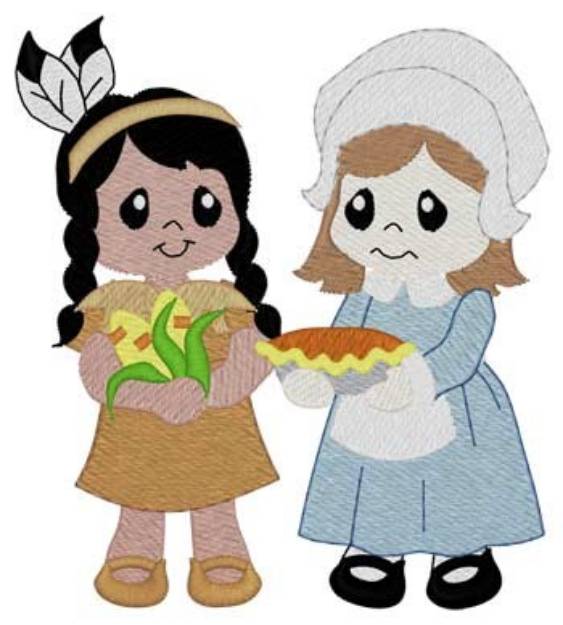 Picture of Thanksgiving Girls Machine Embroidery Design