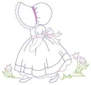 Picture of Bonnet Girl Machine Embroidery Design