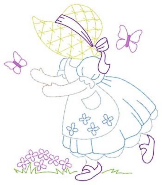 Picture of Girl & Butterflies Machine Embroidery Design