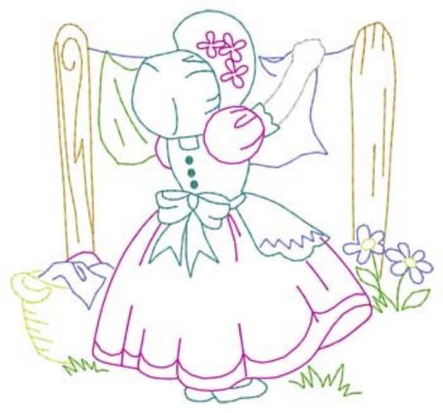 Picture of Girl & Laundry Machine Embroidery Design