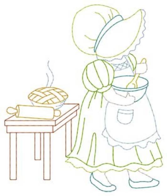 Picture of Girl Baking Machine Embroidery Design