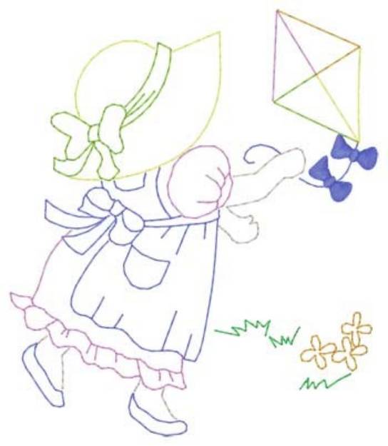 Picture of Girl With Kite Machine Embroidery Design