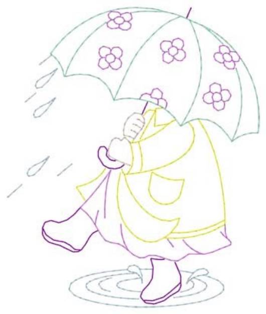 Picture of Umbrella Girl Machine Embroidery Design