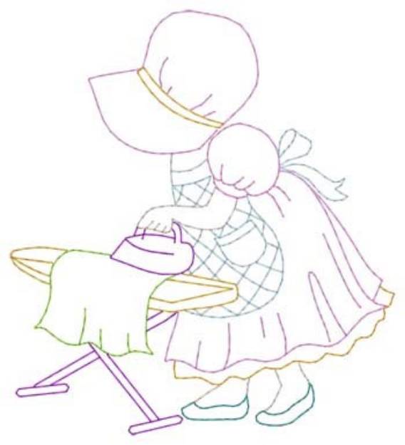 Picture of Girl Ironing Machine Embroidery Design