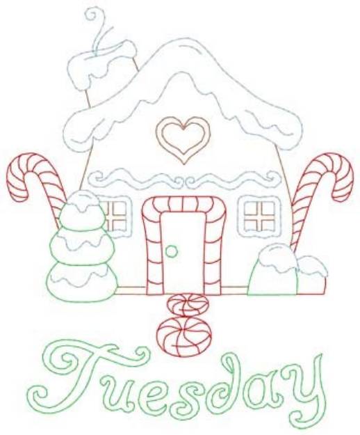 Picture of Tuesday Gingerbread House Machine Embroidery Design