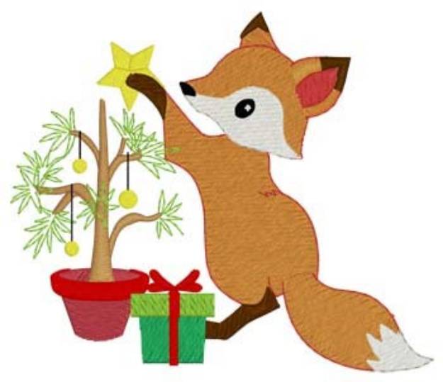 Picture of Fox Decorating Tree Machine Embroidery Design
