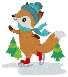 Picture of Ice Skating Fox Machine Embroidery Design