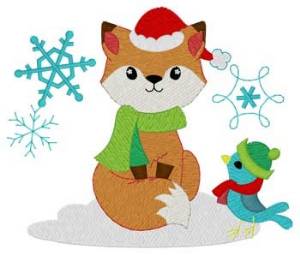 Picture of Christmas Fox & Bird Machine Embroidery Design