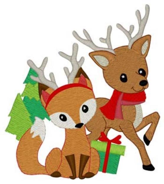Picture of Fox & Reindeer Machine Embroidery Design