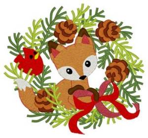 Picture of Fox In Wreath Machine Embroidery Design