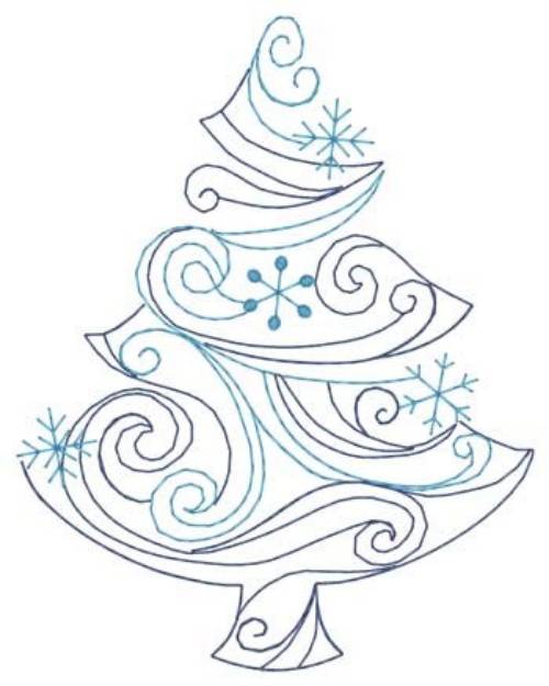 Picture of Swirly Xmas Tree Machine Embroidery Design