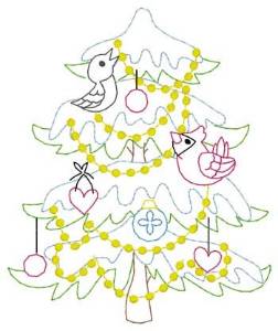 Picture of Bird Christmas Tree Machine Embroidery Design