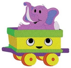 Picture of Elephant Train Car Machine Embroidery Design