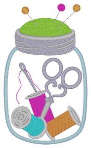 Picture of Sewing Notions Jar Machine Embroidery Design