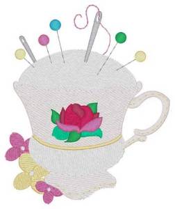 Picture of Teacup Pin Cushion Machine Embroidery Design
