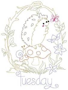 Picture of Tuesday Hedgehog Machine Embroidery Design