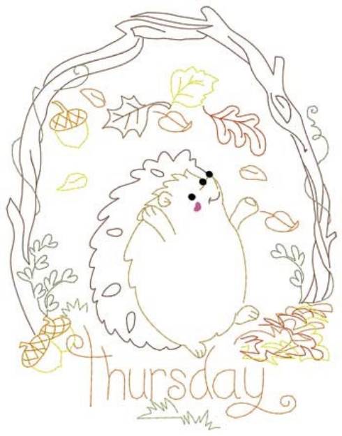 Picture of Thursday Hedgehog Machine Embroidery Design