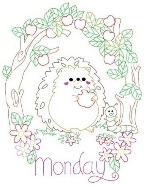 Picture of Monday Hedgehog Machine Embroidery Design