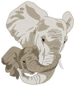 Picture of Momma & Baby Elephant Machine Embroidery Design