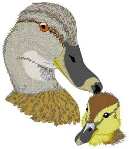Picture of Momma Mallard & Duckling Machine Embroidery Design