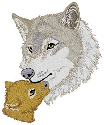 Mother Wolf & Pup Machine Embroidery Design