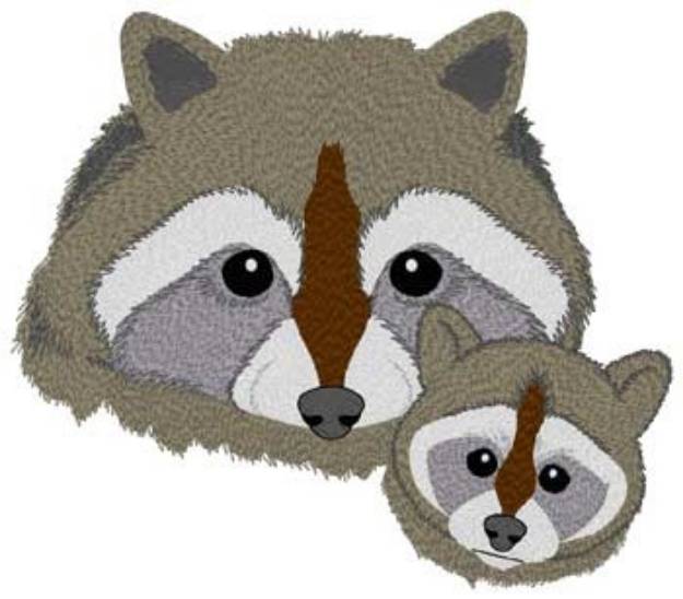 Picture of Momma Raccoon & Cub Machine Embroidery Design