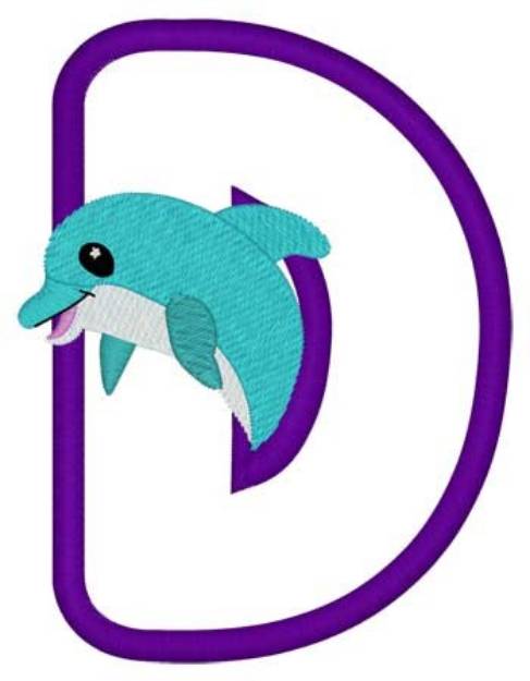 Picture of D Dolphin Applique Machine Embroidery Design