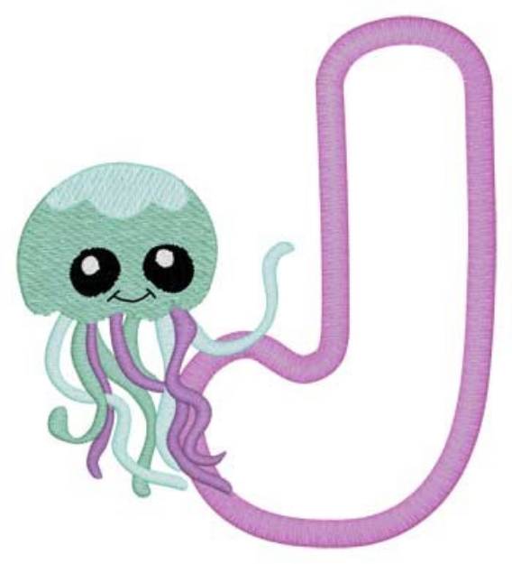 Picture of J Jellyfish Applique Machine Embroidery Design