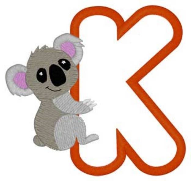 Picture of K Koala Applique Machine Embroidery Design