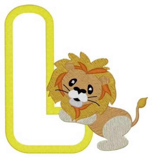 Picture of L Lion Applique Machine Embroidery Design