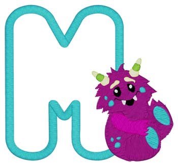 M Monster Applique Machine Embroidery Design