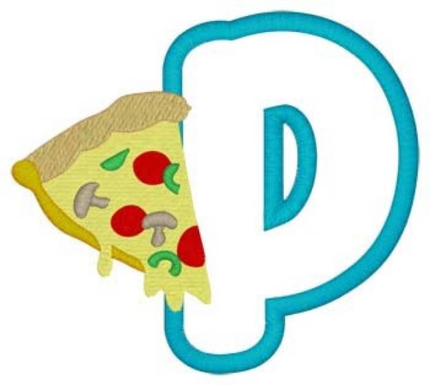Picture of P Pizza Applique Machine Embroidery Design