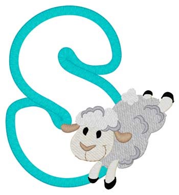 S Sheep Applique Machine Embroidery Design