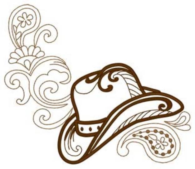 Picture of Decorative Cowboy Hat Machine Embroidery Design