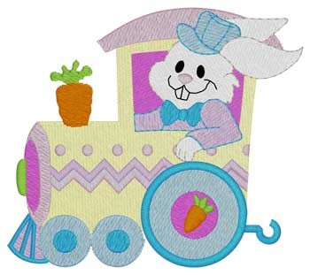 Bunny Train Engine Machine Embroidery Design
