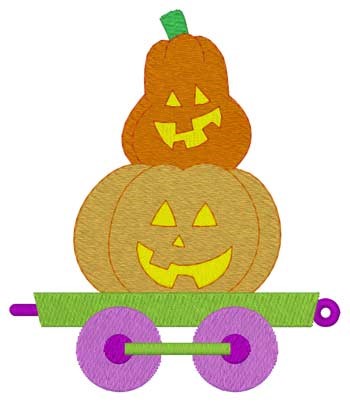 Halloween Jack O Lantern Train Machine Embroidery Design