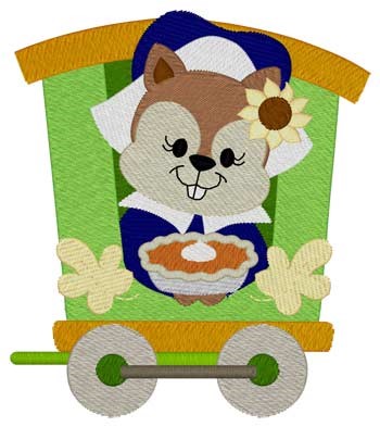 Thanksgiving Train Caboose Machine Embroidery Design