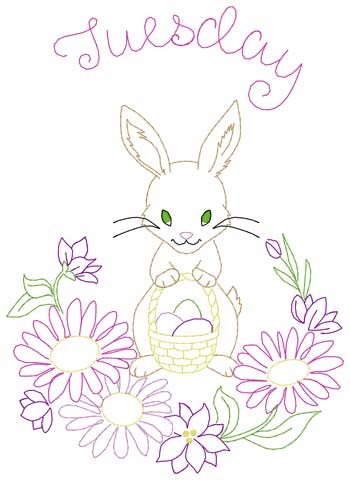Tuesday Easter Bunny Machine Embroidery Design