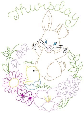 Thursday Bunny  Chick Machine Embroidery Design