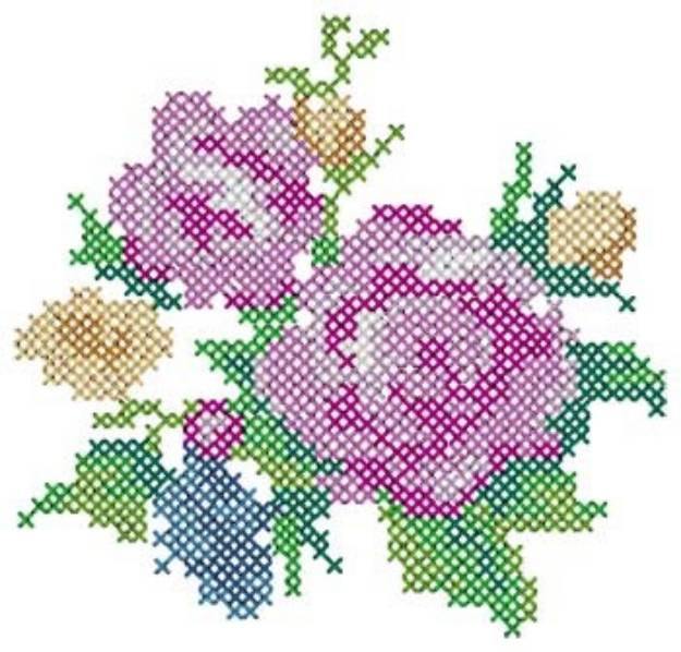 Picture of Cross Stitch Flowers Machine Embroidery Design