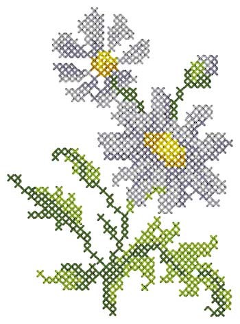 Cross Stitch Daisies Machine Embroidery Design