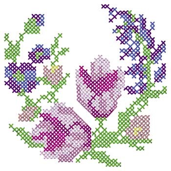Cross Stitch Spring Flowers Machine Embroidery Design