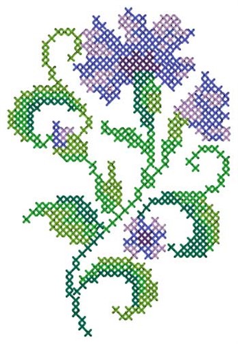 Cross Stitch Cornflowers Machine Embroidery Design