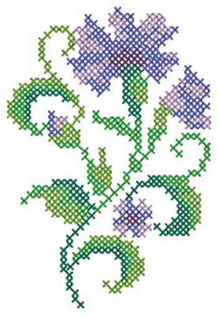 Picture of Cross Stitch Cornflowers Machine Embroidery Design