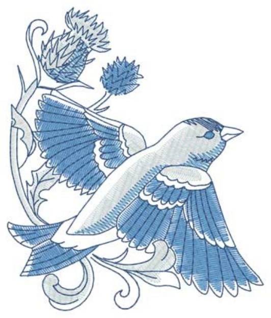 Picture of Goldfinch  Thistle Machine Embroidery Design