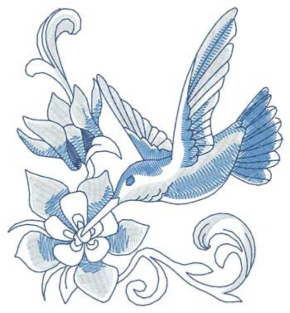 Picture of Hummingbird  Columbine Machine Embroidery Design